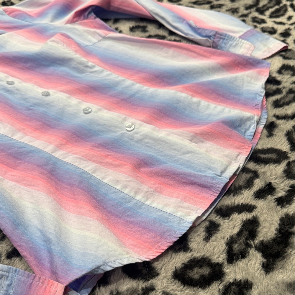 Autograph Pastel Pink Blue Stripe Button-Down Shirt - Picture 4 of 6